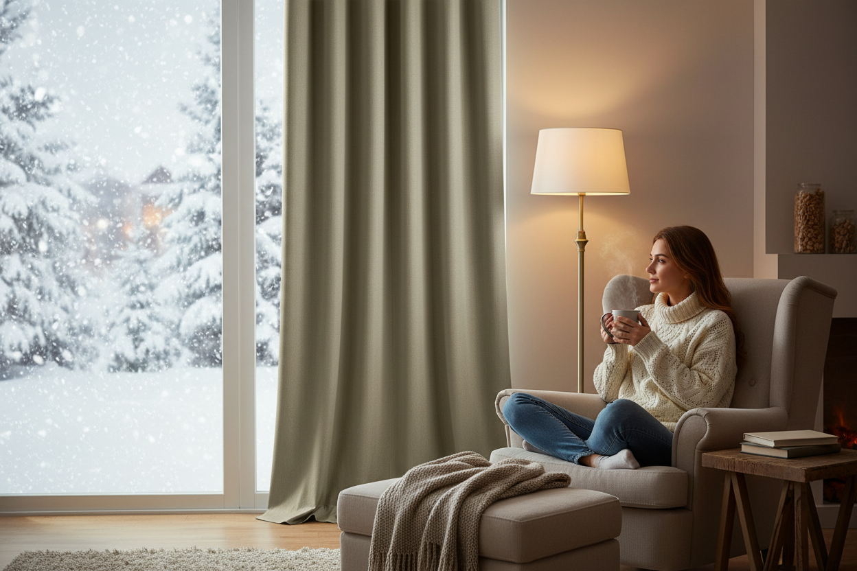 Rideau thermique taupe neige