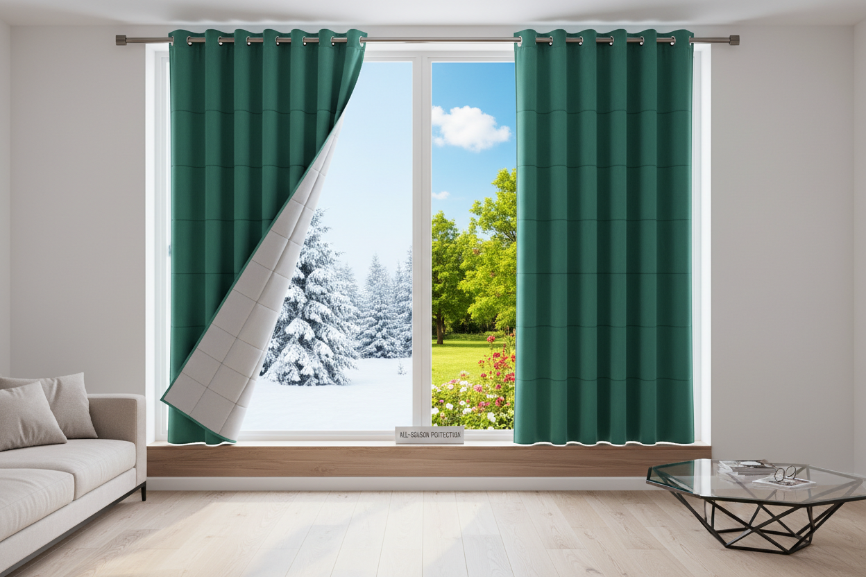 Rideau vert émeraude matelassé 4 saisons