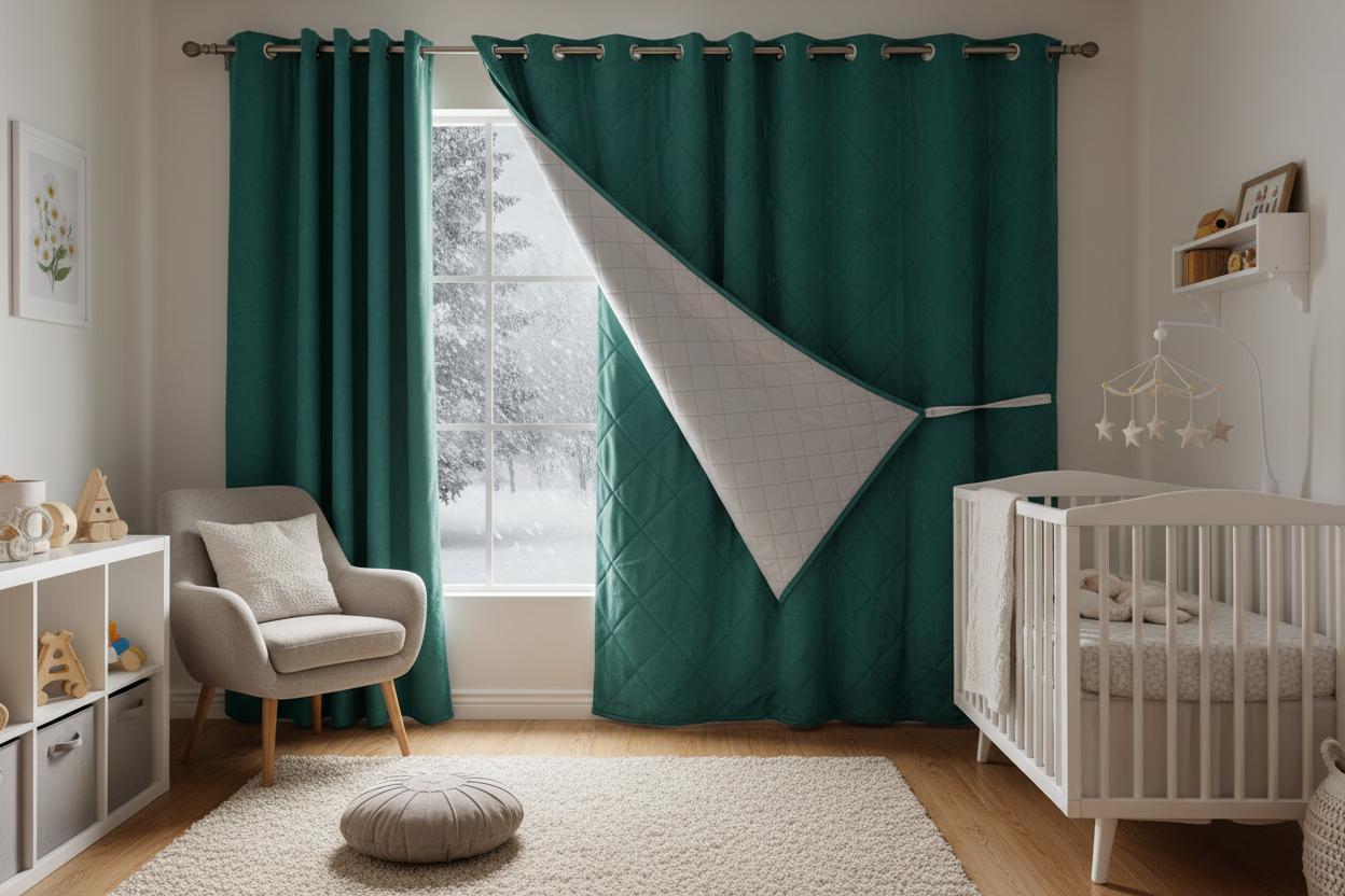 Rideau vert émeraude matelassé bébé