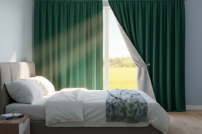 Rideau vert émeraude matelassé soleil