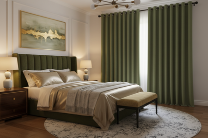 Rideau vert olive VERANO - Chambre sophistiquée