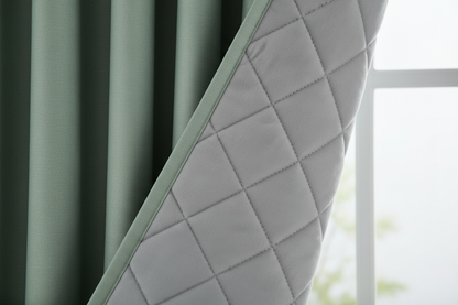 Rideau vert romarin matelassé couche isolante