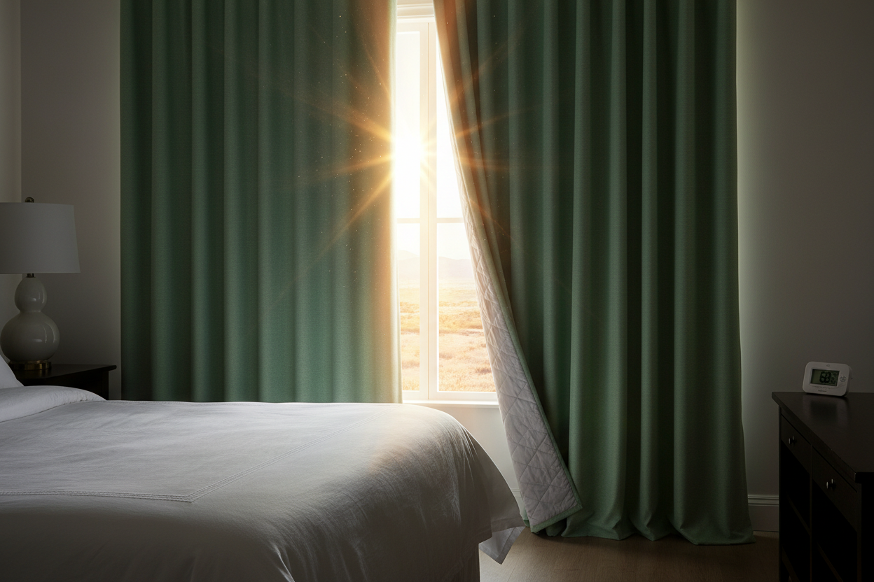 Rideau vert romarin matelassé soleil