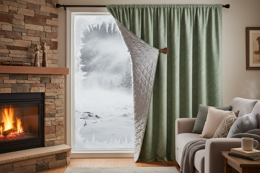 Rideau vert romarin matelassé tempête