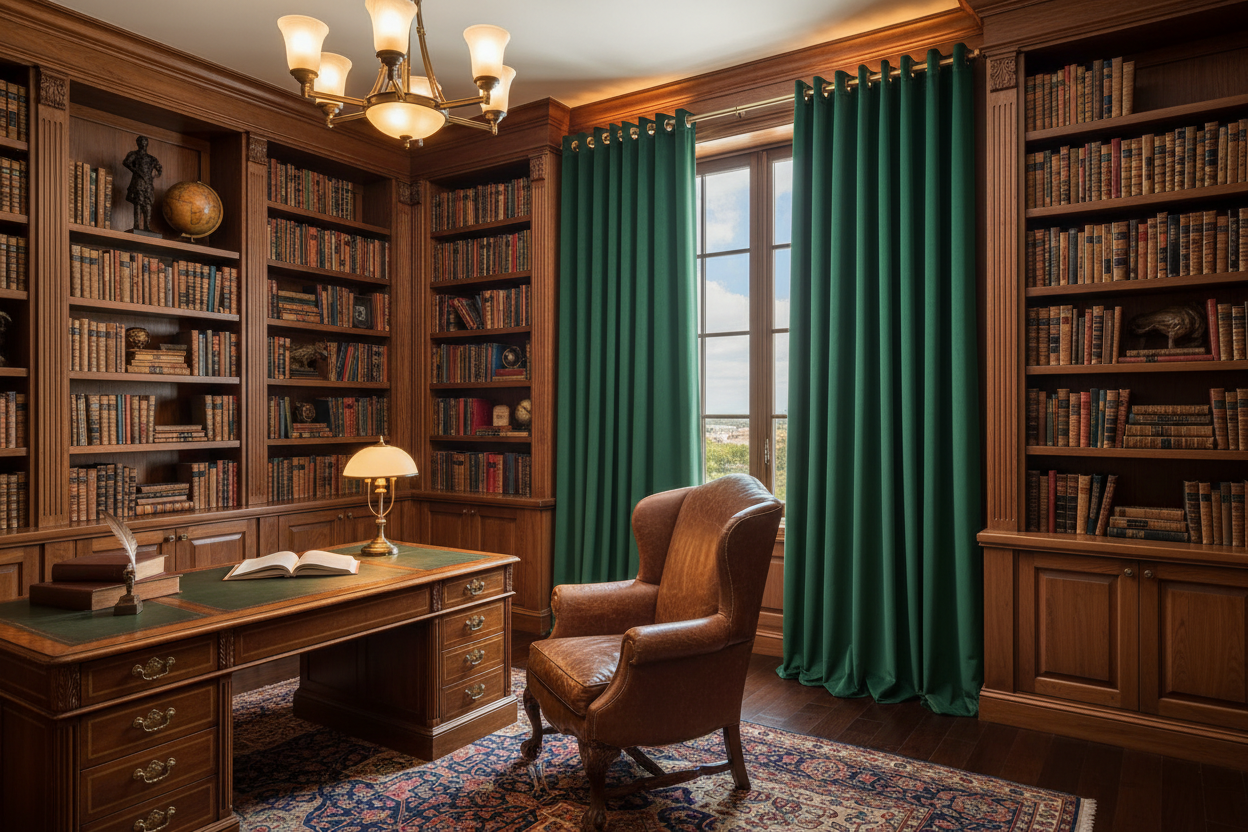 Rideau vert SIENNA - Bibliothèque prestigieuse
