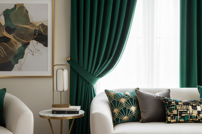 Rideau vert SIENNA - Détail salon design