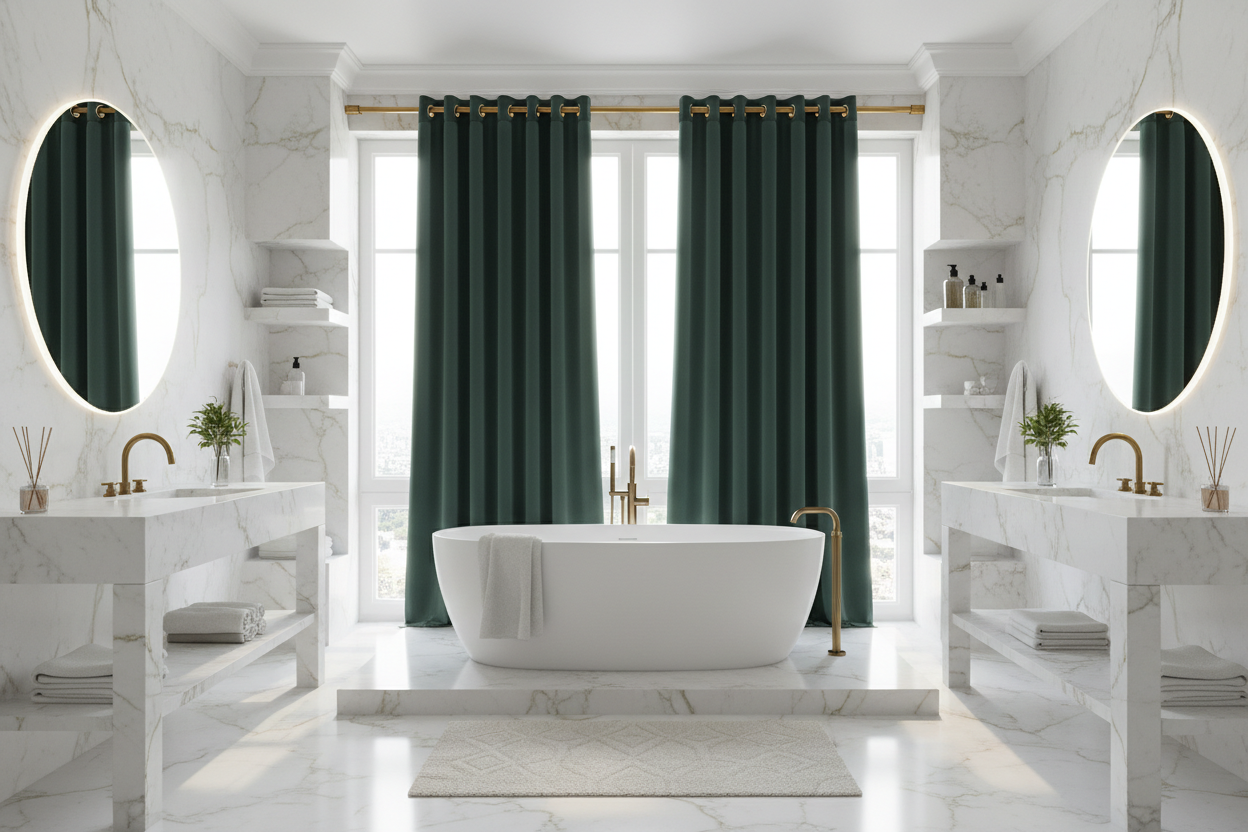 Rideau vert SIENNA - Salle de bain spa luxe