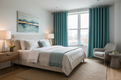 Rideau vert turquoise SIENNA - Chambre d'amis