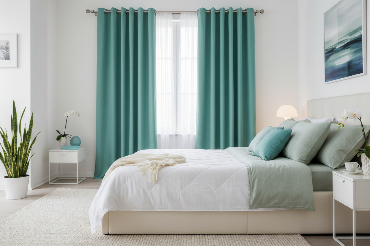Rideau vert turquoise SIENNA - Chambre