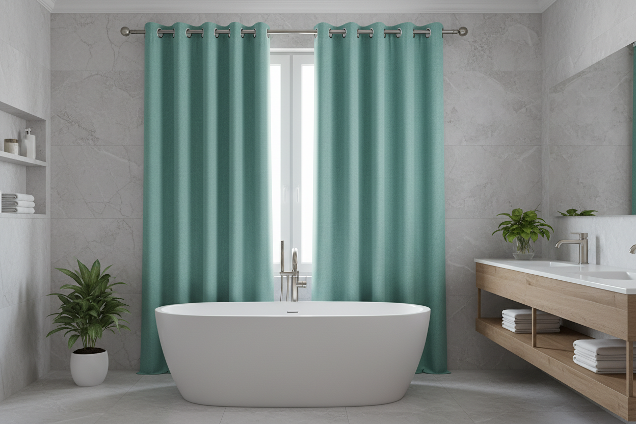 Rideau vert turquoise SIENNA - Salle de bain