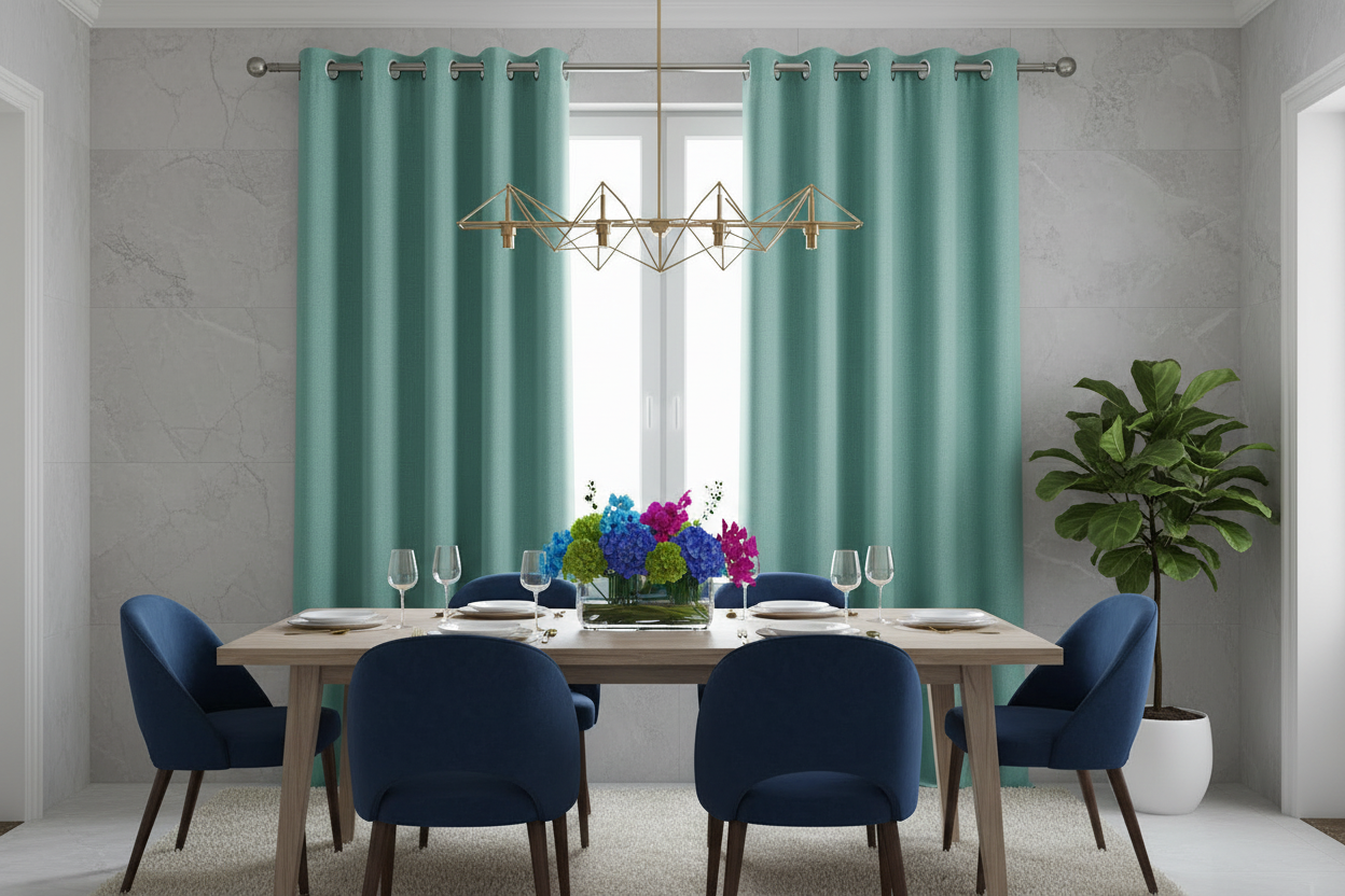Rideau vert turquoise SIENNA - Salle à manger