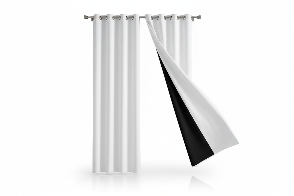 Rideaux blanc sur fond blanc avec doublure noire
