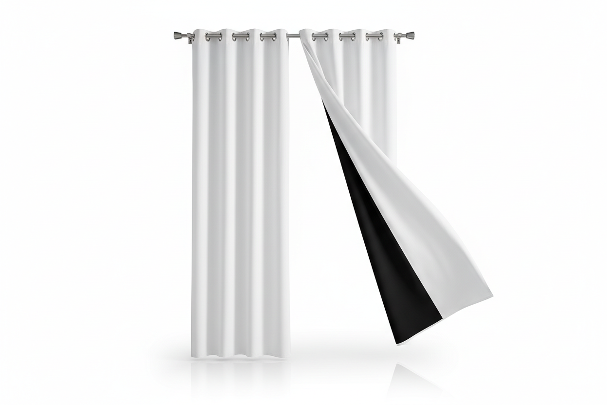 Rideaux blanc sur fond blanc avec doublure noire