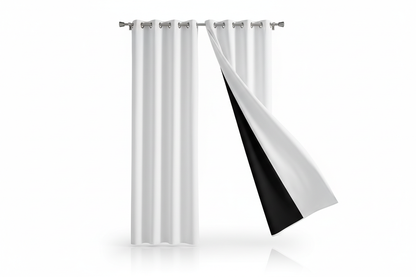 Rideaux blanc sur fond blanc avec doublure noire