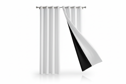 Rideaux blanc sur fond blanc avec doublure noire