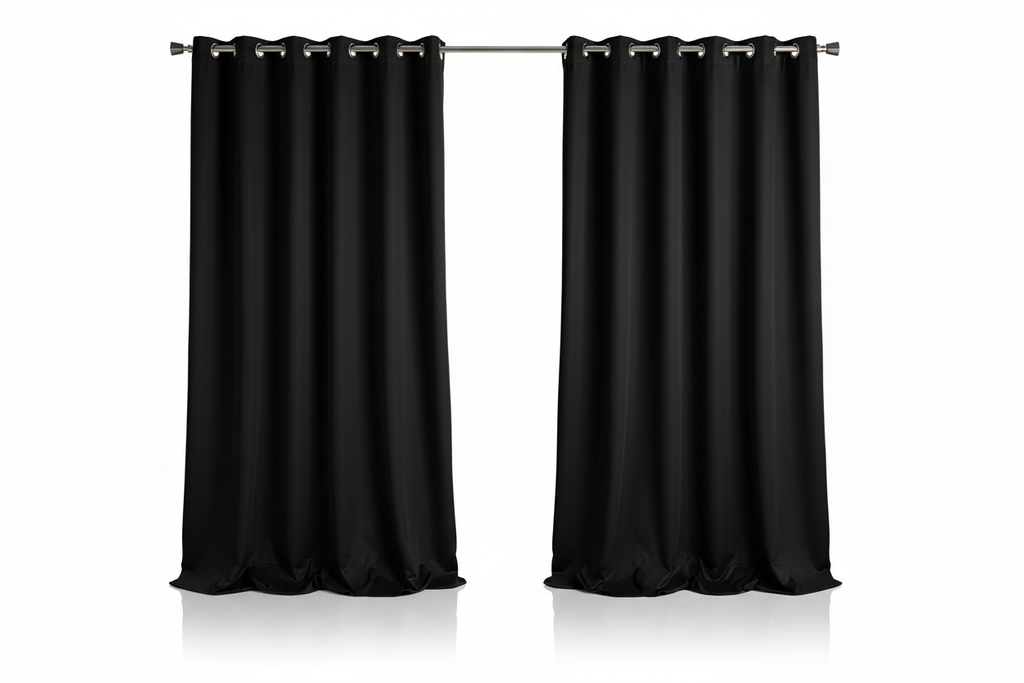 Rideaux noir sur fond blanc