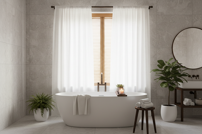 Salle de bain avec rideau blanc SERENA