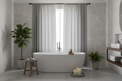 Salle de bain avec rideau gris SERENA
