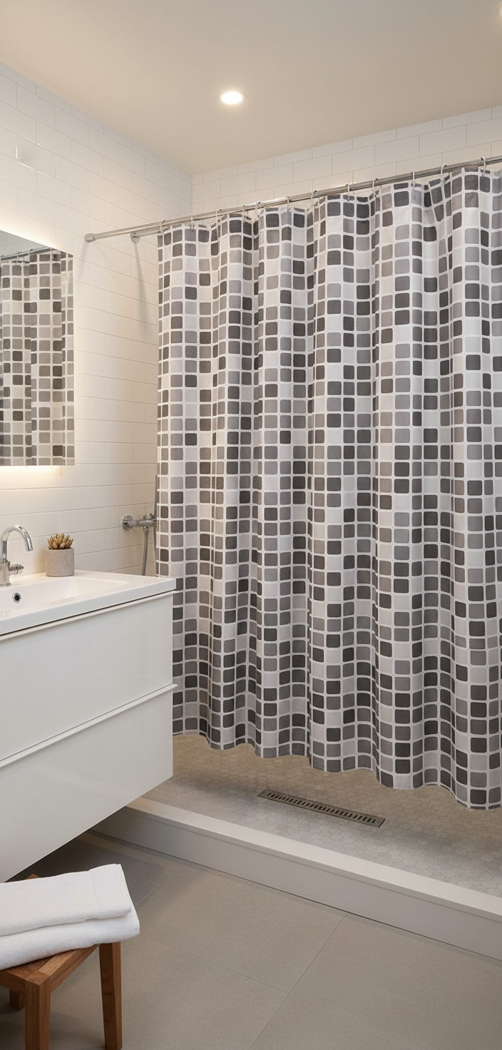 Salle de bain spa rideau mosaïque