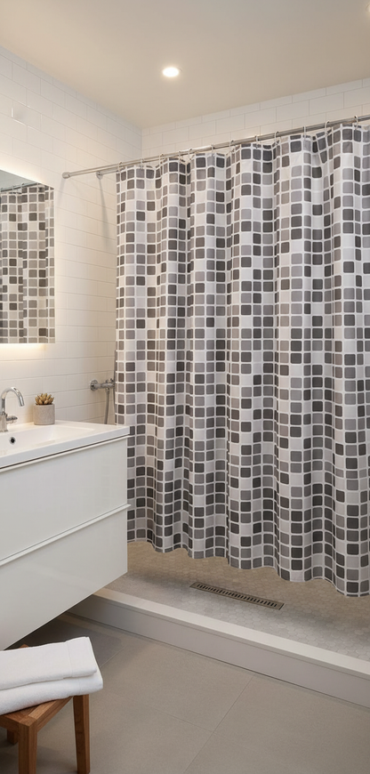 Salle de bain spa rideau mosaïque