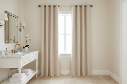 Salle d'eau avec rideau beige VELINOR