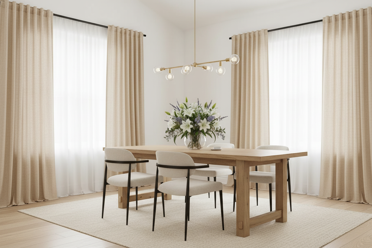 Salle à manger avec rideau beige SERENA