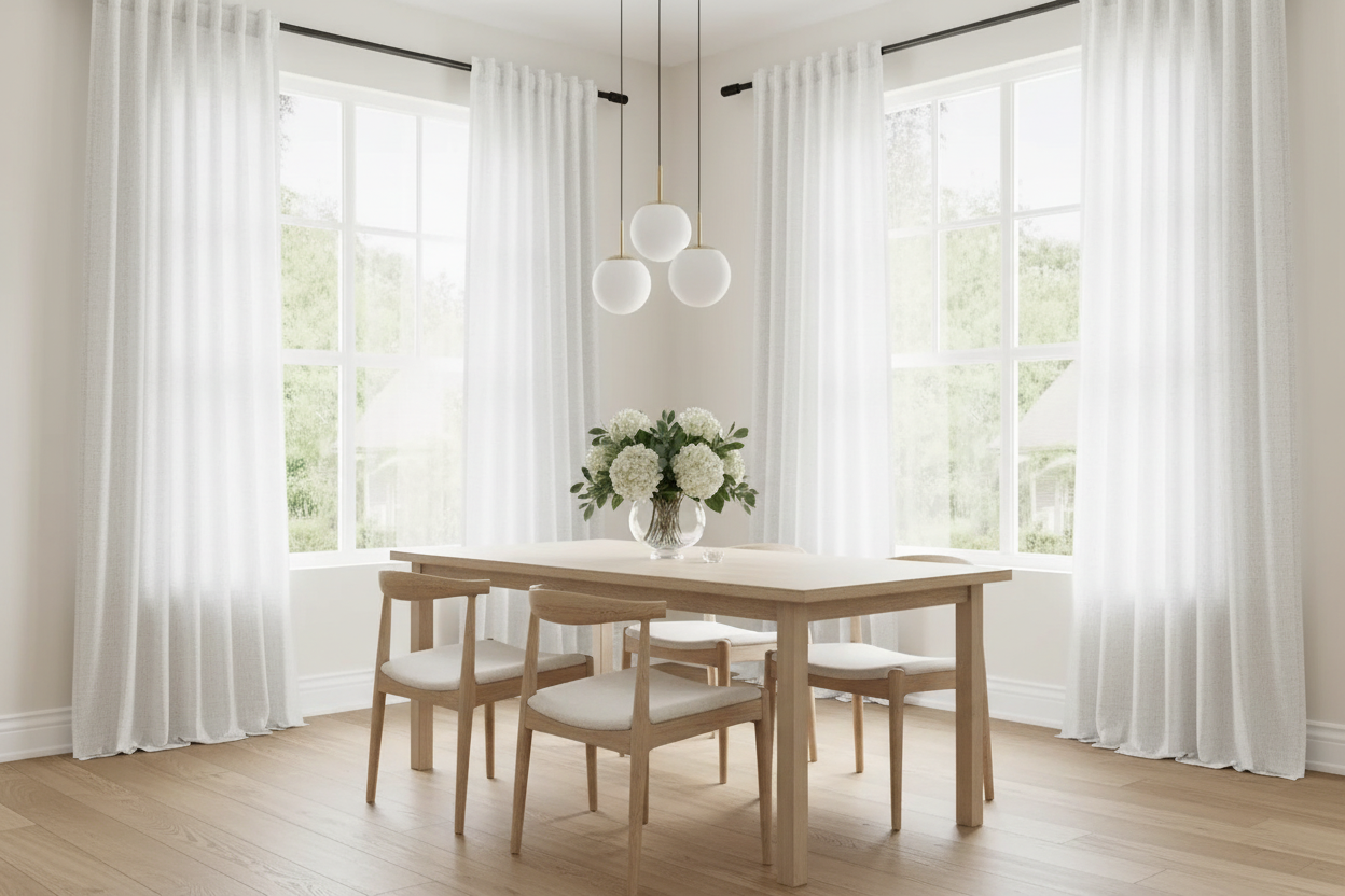 Salle à manger avec rideau blanc SERENA