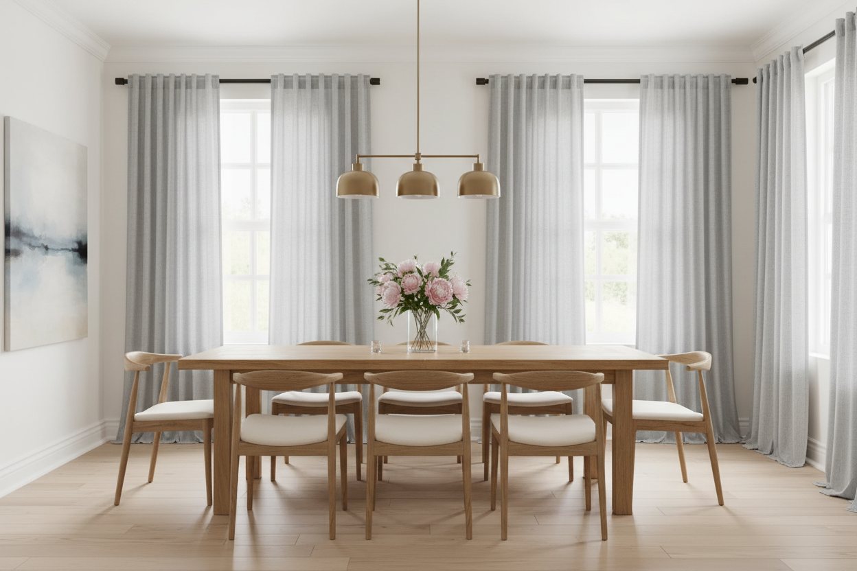 Salle à manger avec rideau gris SERENA