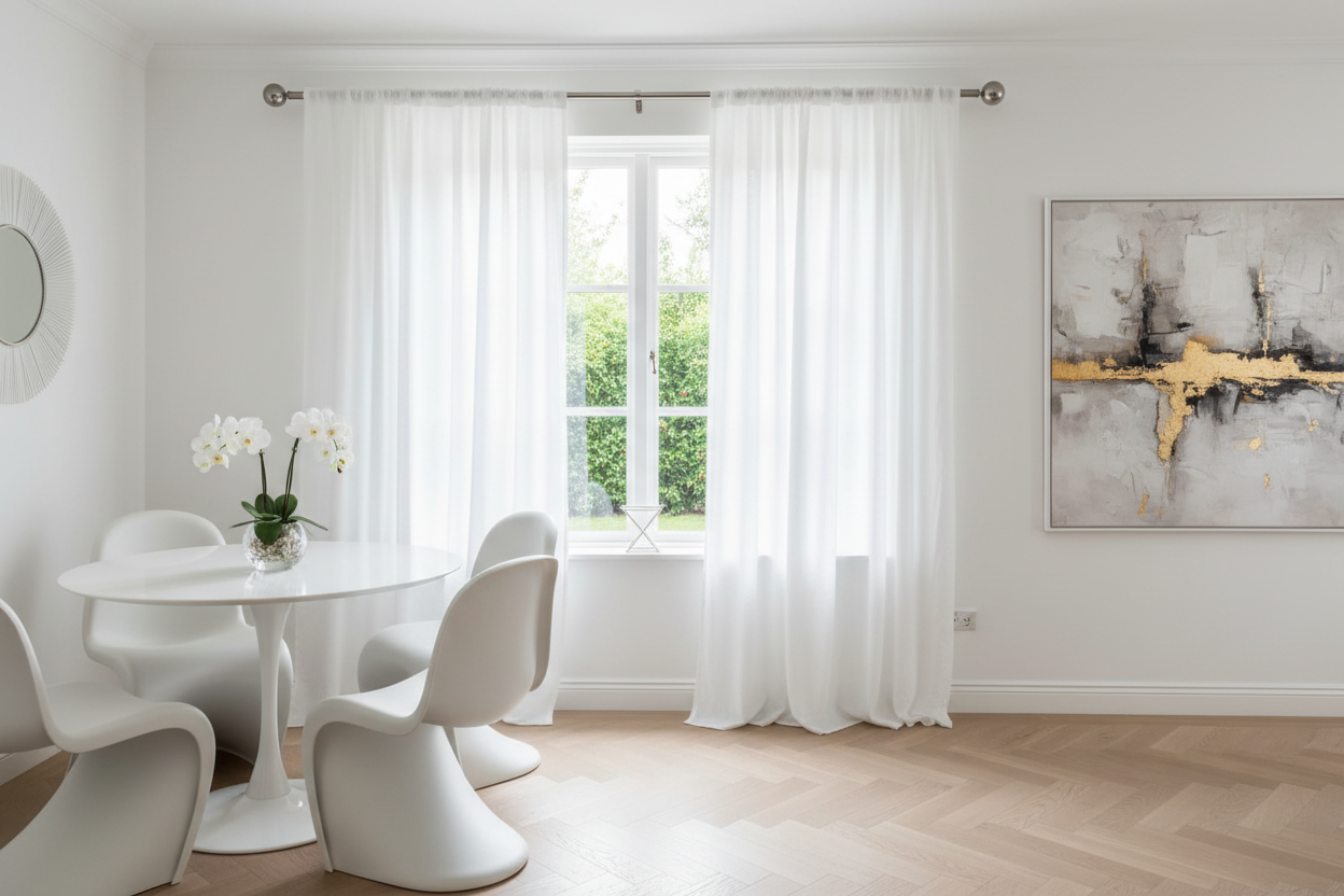 Salle à manger tringle blanche