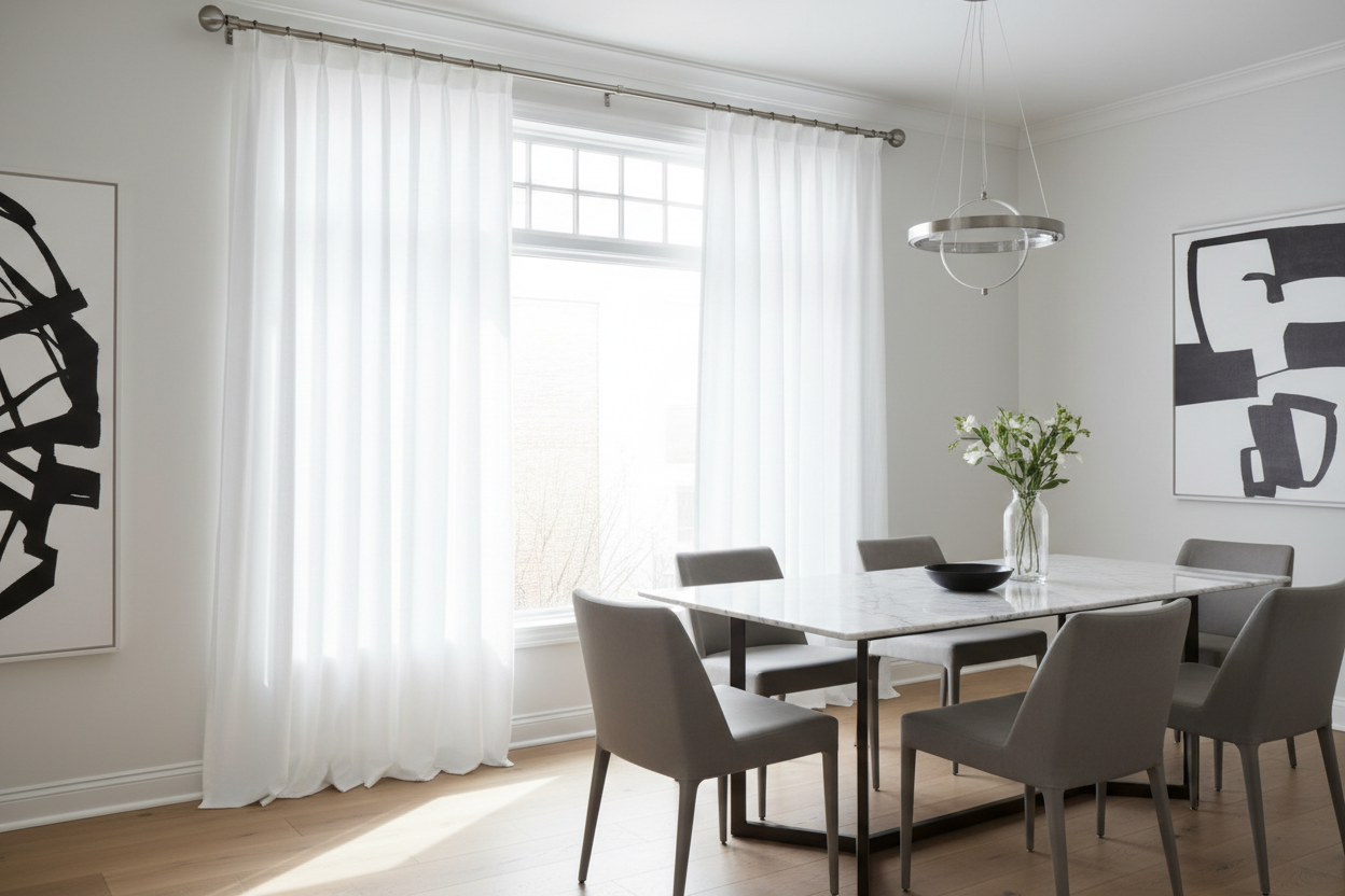 Salle à manger tringle blanche