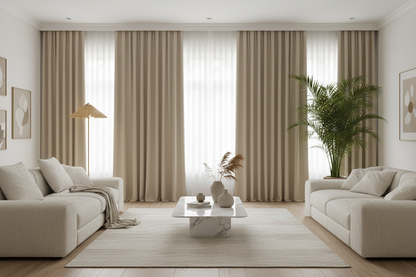 Salon avec rideau beige AURA 2