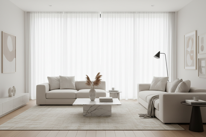 Salon avec rideau blanc SERENA