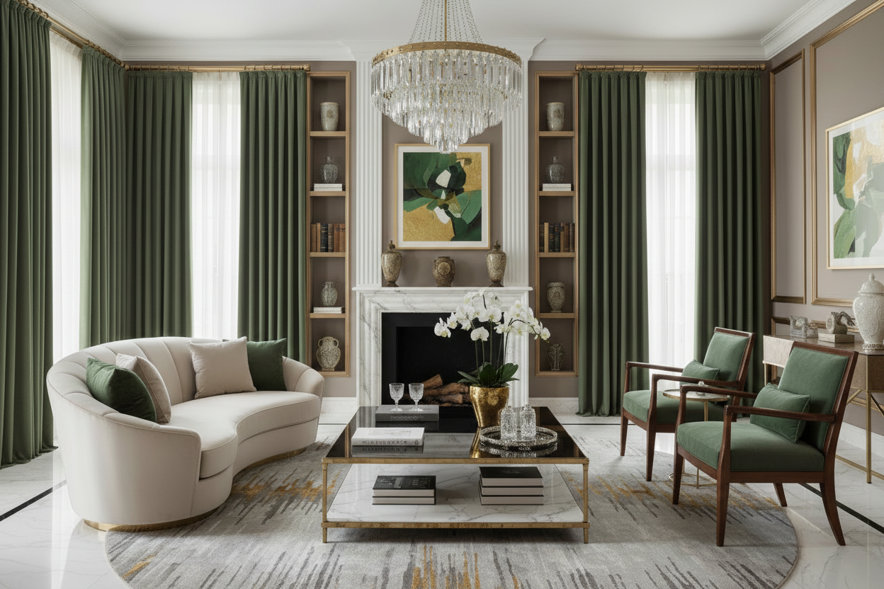 Salon moderne avec rideaux VERANO