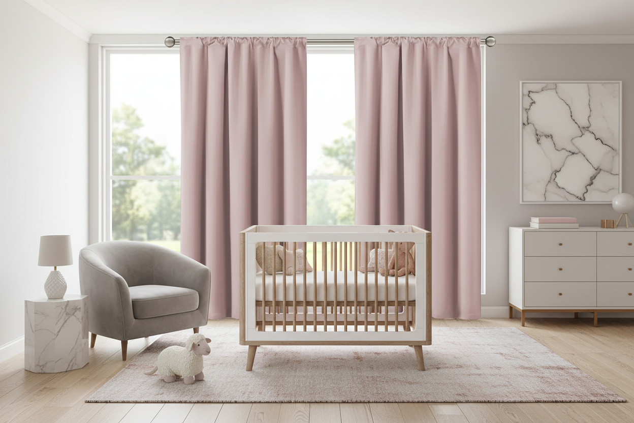 SOMBRIEL Rose - Nursery contemporain avec anneaux chromés