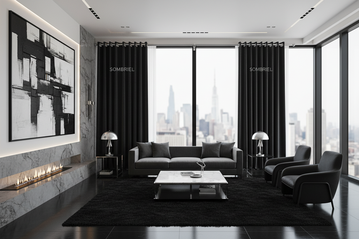 SOMBRIEL - Salon contemporain avec anneaux chromés