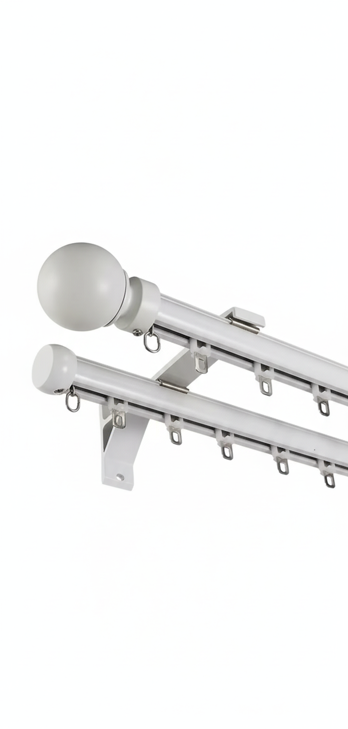 Tringle double blanche fond blanc