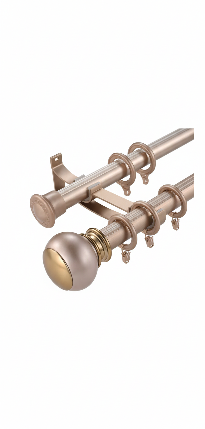 Tringle double champagne gold fond blanc