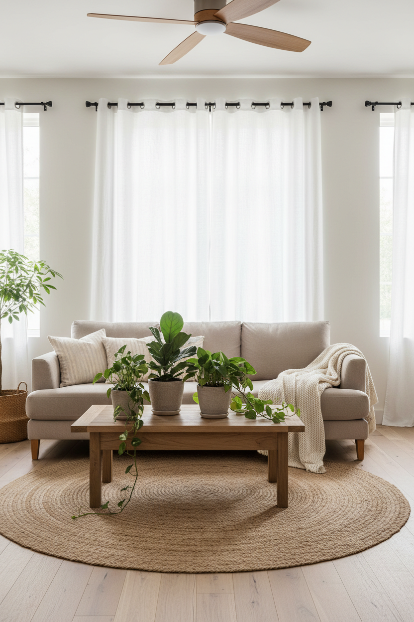 Voilage blanc salon