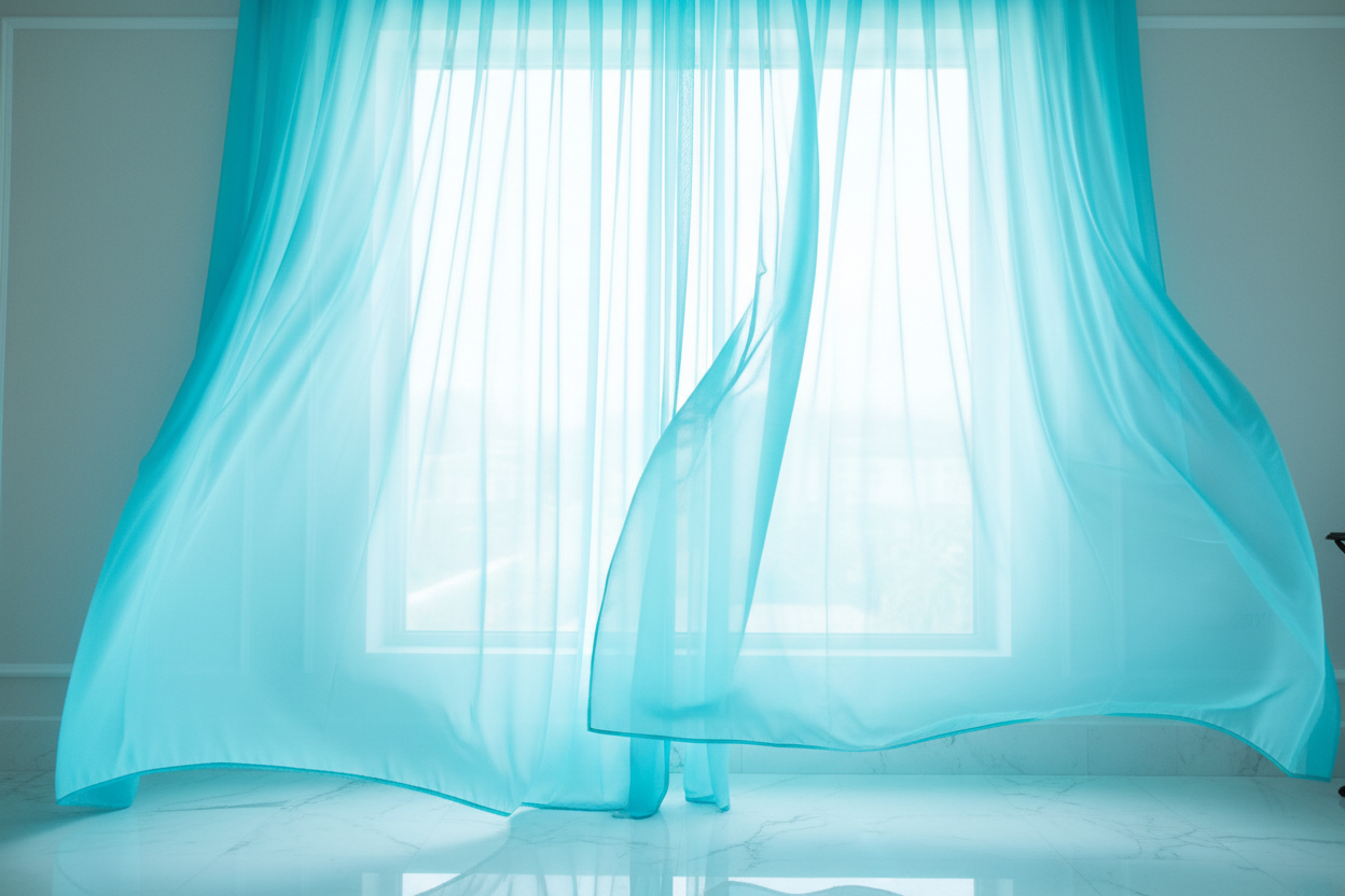 Voilage bleu aqua - Mouvement artistique