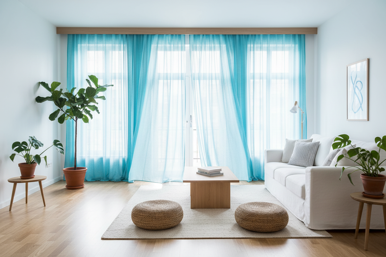 Voilage bleu aqua - Scandinave