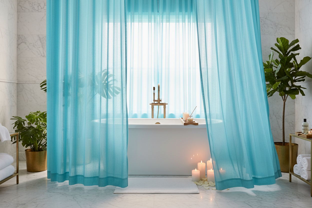 Voilage bleu aqua - Spa