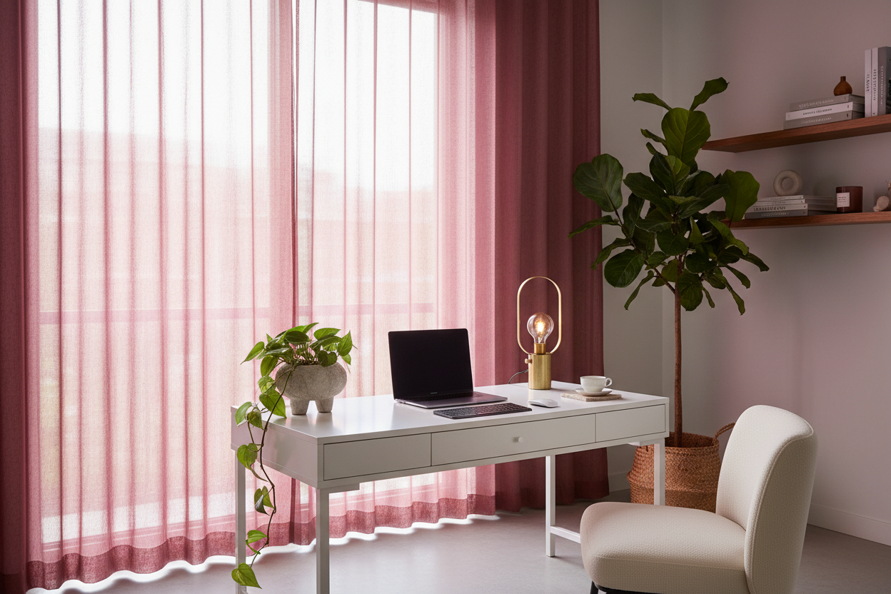 Voilage bordeaux - Bureau