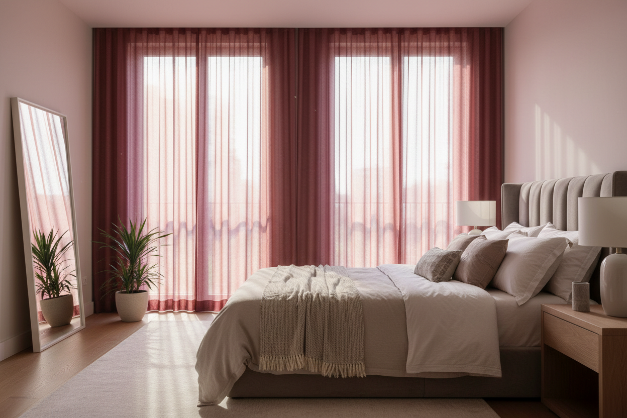 Voilage bordeaux - Chambre