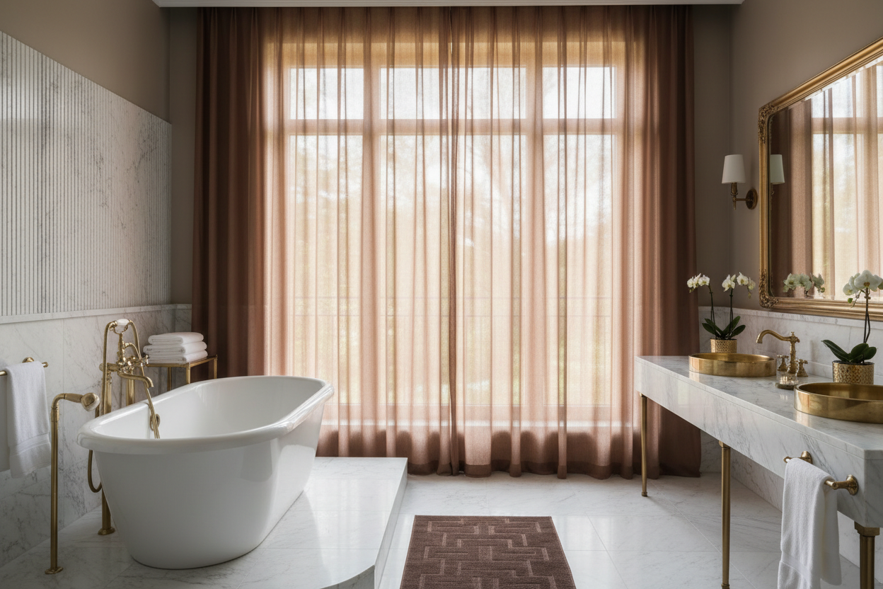 Voilage chocolat - Salle de bain