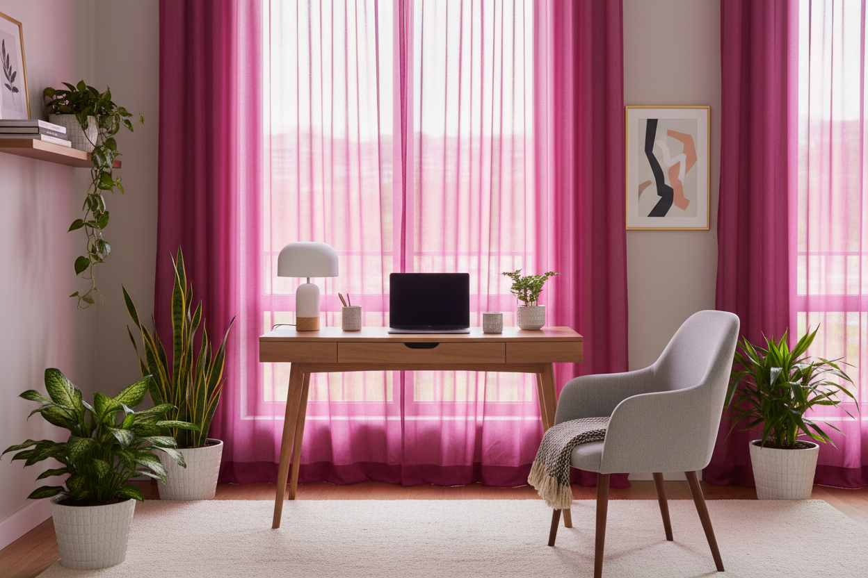 Voilage fuchsia - Bureau