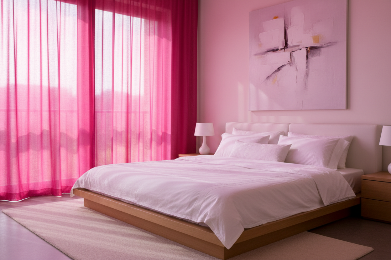 Voilage fuchsia intense - Chambre