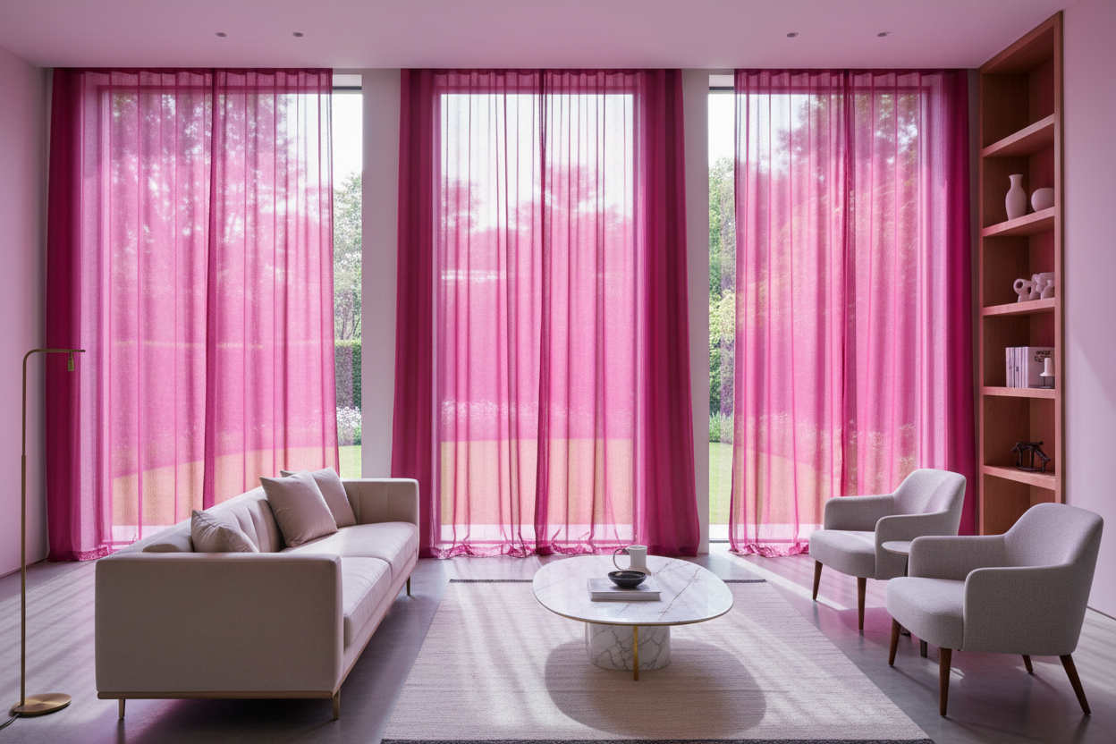 Voilage fuchsia intense - Salon