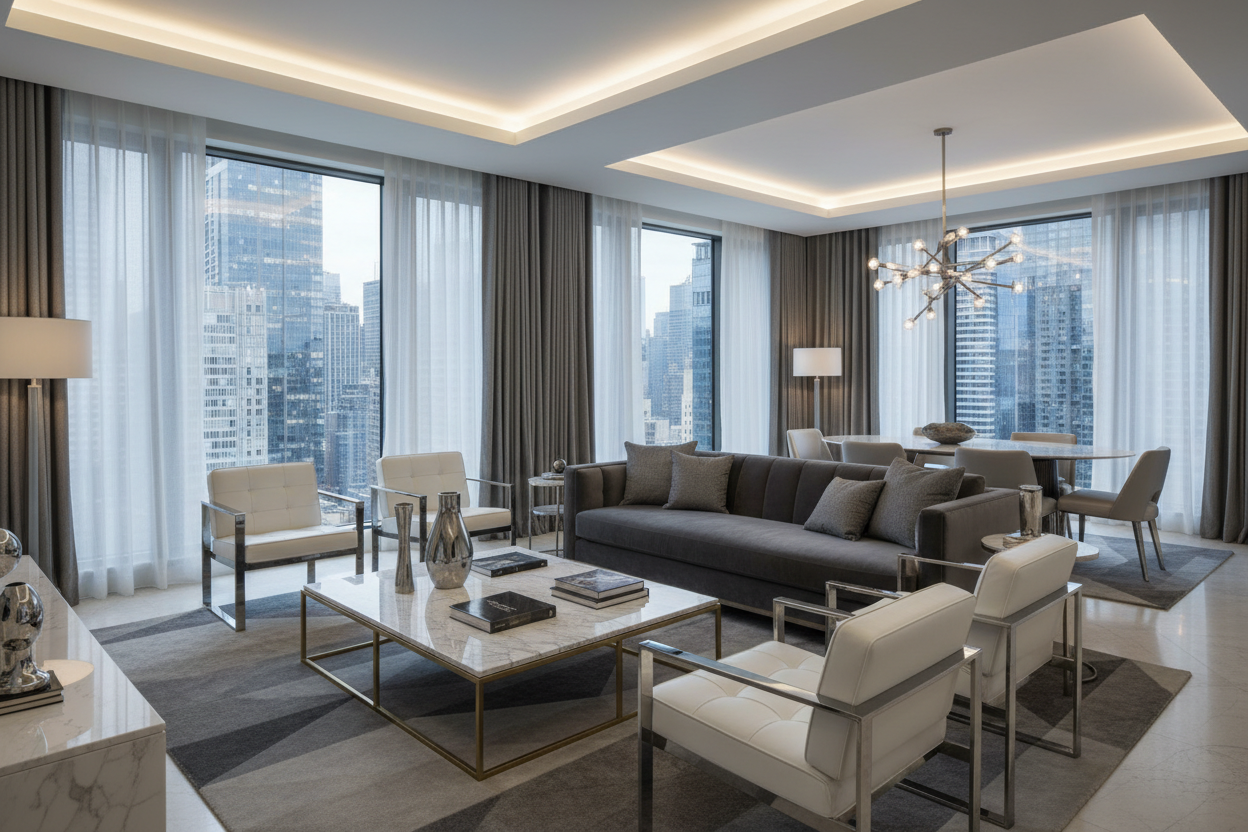 Voilage gris - Luxe contemporain