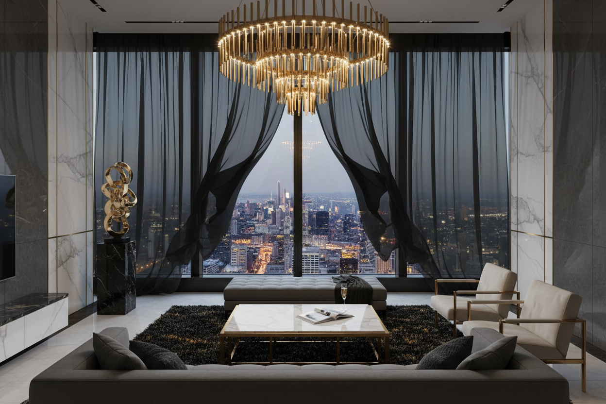 Voilage noir - Luxe contemporain