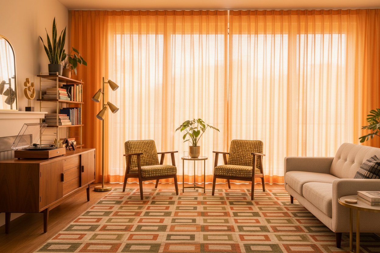 Voilage orange - Mid-century
